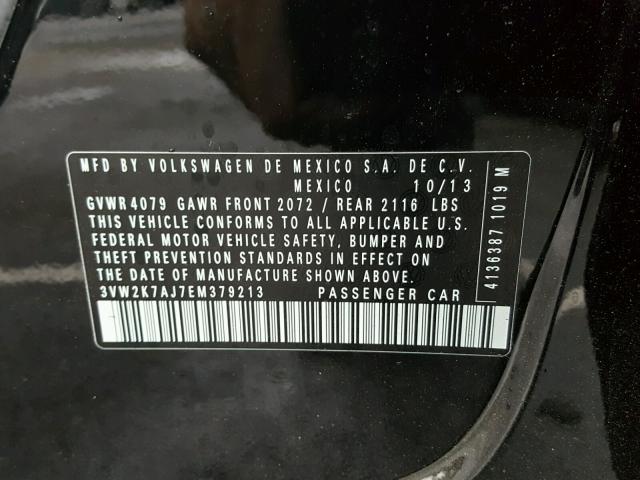 3VW2K7AJ7EM379213 - 2014 VOLKSWAGEN JETTA BASE შავი ფოტო 10