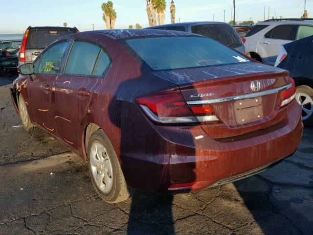 19XFB2F56FE268005 - 2015 HONDA CIVIC LX MAROON photo 3