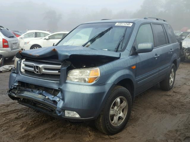 5FNYF28616B043701 - 2006 HONDA PILOT EX BLUE photo 2