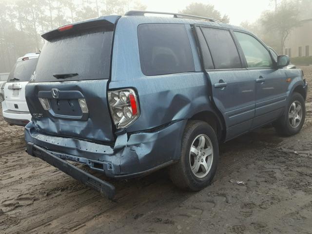 5FNYF28616B043701 - 2006 HONDA PILOT EX BLUE photo 4