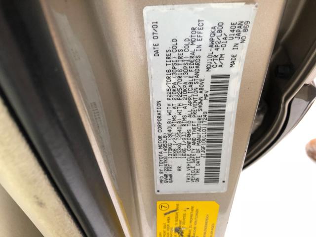 JTJGF10U110117249 - 2001 LEXUS RX 300 GOLD photo 10