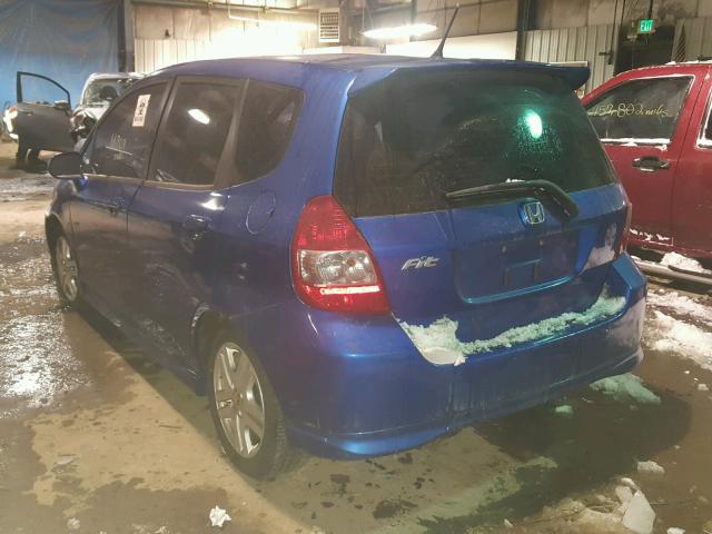 JHMGD38638S062620 - 2008 HONDA FIT SPORT BLUE photo 3