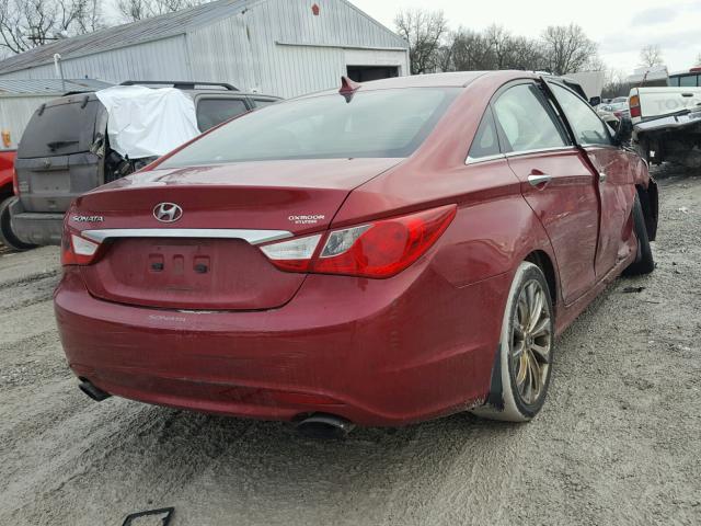 5NPEC4AC6BH291221 - 2011 HYUNDAI SONATA SE RED photo 4