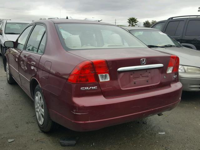 2HGES26703H511905 - 2003 HONDA CIVIC EX MAROON photo 3