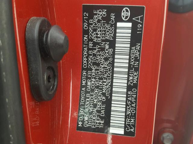 JTDZN3EU2C3176198 - 2012 TOYOTA PRIUS V RED photo 10