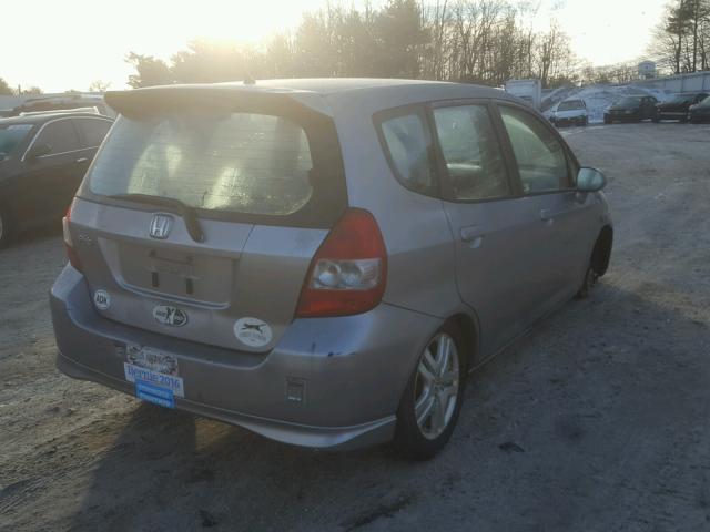 JHMGD37608S002893 - 2008 HONDA FIT SPORT GRAY photo 4