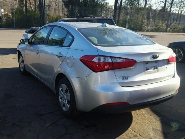 KNAFK4A68E5130632 - 2014 KIA FORTE LX SILVER photo 3