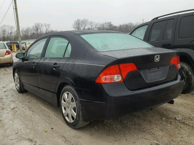 1HGFA16576L123321 - 2006 HONDA CIVIC LX BLACK photo 3