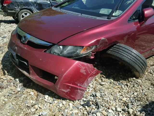 2HGFA16529H539732 - 2009 HONDA CIVIC LX RED photo 9