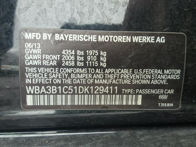 WBA3B1C51DK129411 - 2013 BMW 320 I BLACK photo 10