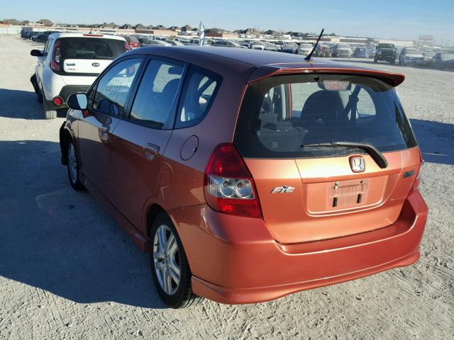 JHMGD38677S015833 - 2007 HONDA FIT S ORANGE photo 3