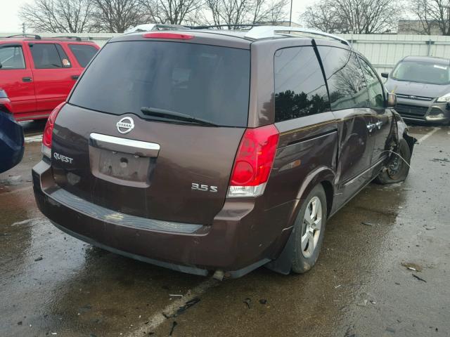 5N1BV28U27N110599 - 2007 NISSAN QUEST S BROWN photo 4