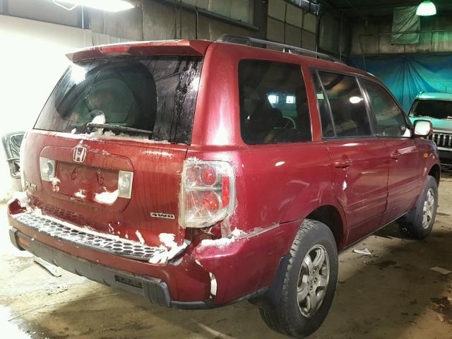 2HKYF18476H531304 - 2006 HONDA PILOT EX RED photo 4