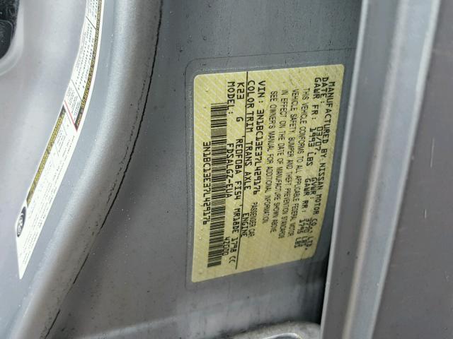 3N1BC13E37L429176 - 2007 NISSAN VERSA S SILVER photo 10