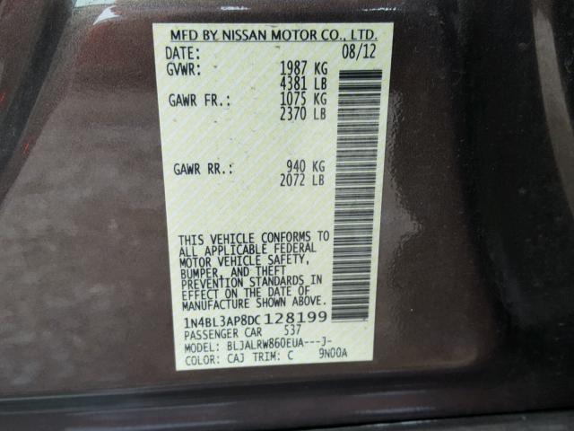 1N4BL3AP8DC128199 - 2013 NISSAN ALTIMA 3.5 BROWN photo 10