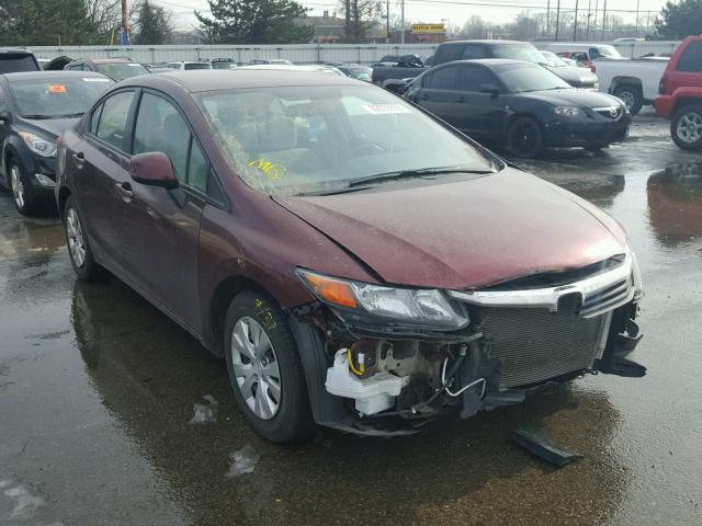 19XFB2F54CE060796 - 2012 HONDA CIVIC LX BURGUNDY photo 1