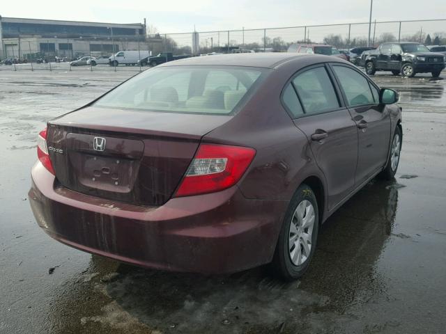 19XFB2F54CE060796 - 2012 HONDA CIVIC LX BURGUNDY photo 4