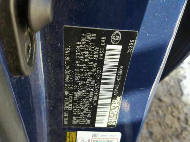 4T1BE46K57U145320 - 2007 TOYOTA CAMRY NEW BLUE photo 10