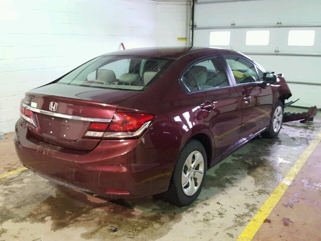 2HGFB2F49EH027566 - 2014 HONDA CIVIC LX RED photo 4