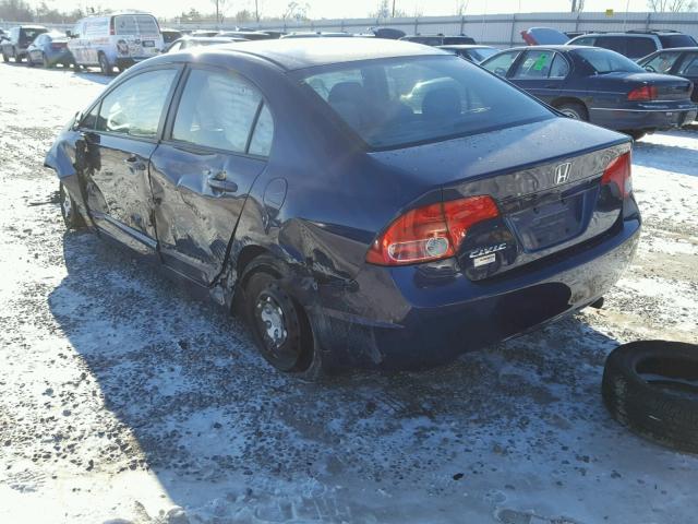 1HGFA16558L103958 - 2008 HONDA CIVIC LX BLUE photo 3