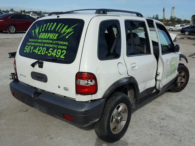 KNDJB723925158518 - 2002 KIA SPORTAGE WHITE photo 4