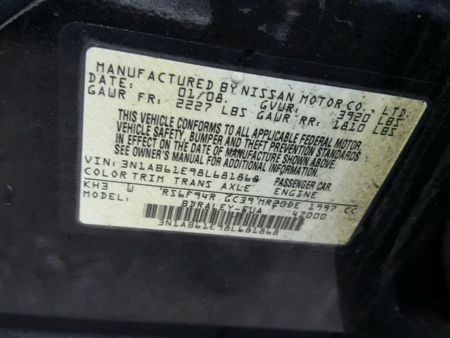 3N1AB61E98L681868 - 2008 NISSAN SENTRA 2.0 BLACK photo 10