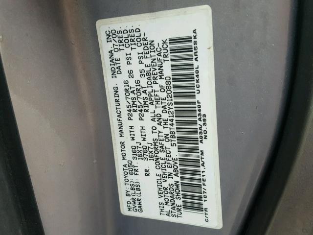 5TBBT4412YS120880 - 2000 TOYOTA TUNDRA ACC TAN photo 10