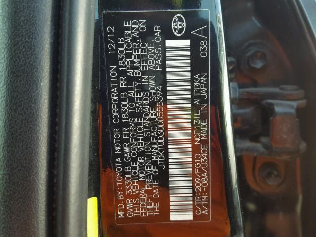 JTDKTUD30DD555394 - 2013 TOYOTA YARIS BLACK photo 10