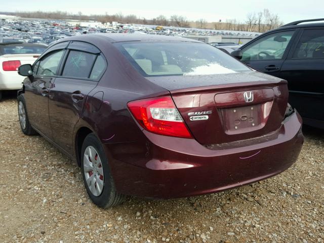 JHMFB2F50CS001174 - 2012 HONDA CIVIC LX MAROON photo 3