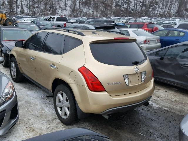 JN8AZ08T54W226728 - 2004 NISSAN MURANO SL GOLD photo 3