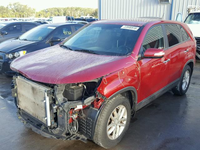 5XYKT3A61EG503929 - 2014 KIA SORENTO LX RED photo 2