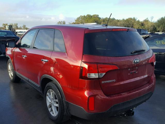 5XYKT3A61EG503929 - 2014 KIA SORENTO LX RED photo 3