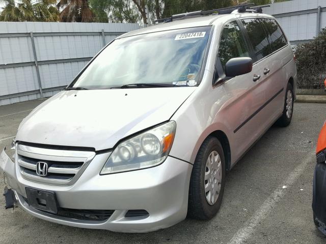 5FNRL38235B122768 - 2005 HONDA ODYSSEY LX SILVER photo 2