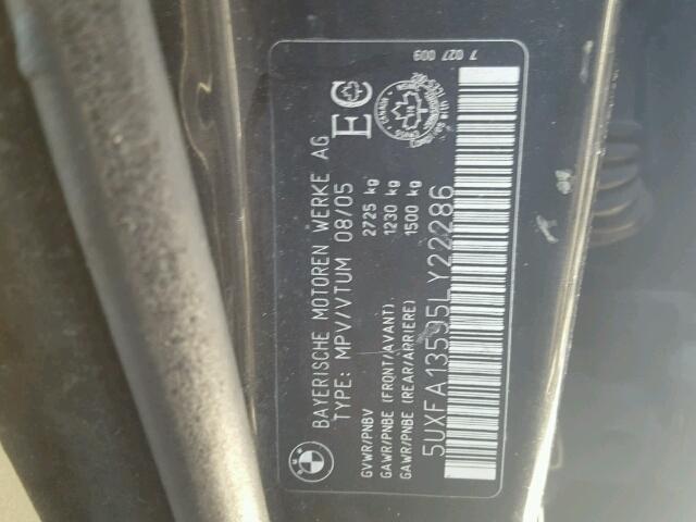 5UXFA13595LY22286 - 2005 BMW X5 3.0I BLACK photo 10