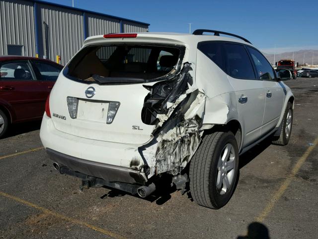 JN8AZ08T04W204717 - 2004 NISSAN MURANO SL WHITE photo 4