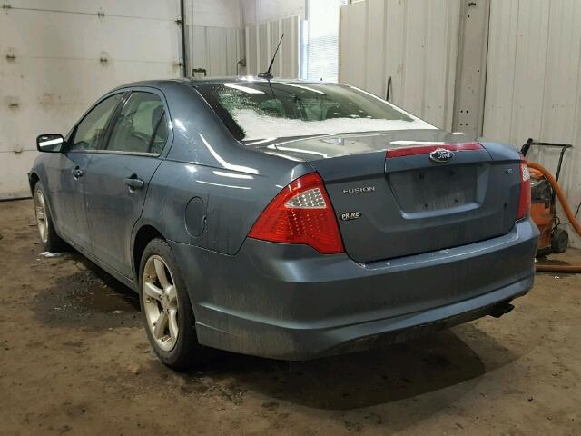 3FAHP0HA7BR336393 - 2011 FORD FUSION SE BLUE photo 3