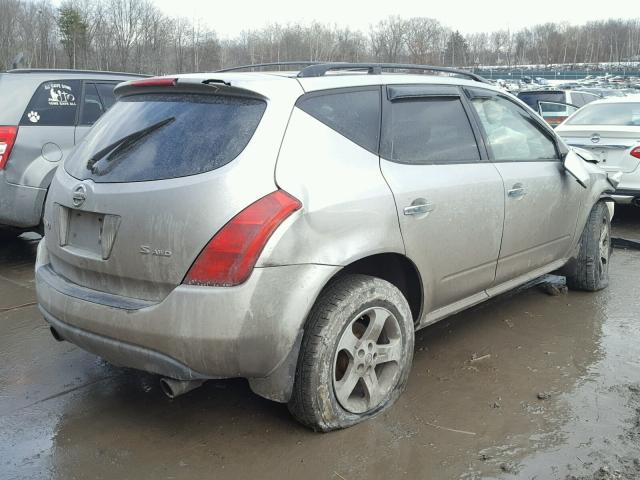 JN8AZ08W75W437313 - 2005 NISSAN MURANO SL SILVER photo 4