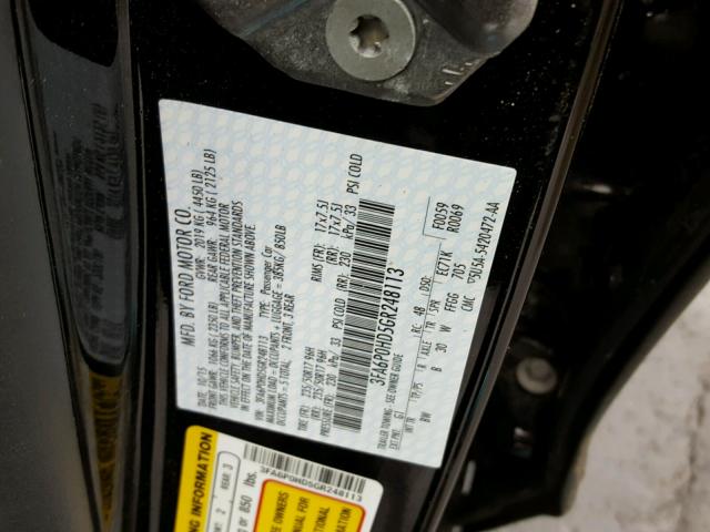 3FA6P0HD5GR248113 - 2016 FORD FUSION SE BLACK photo 10