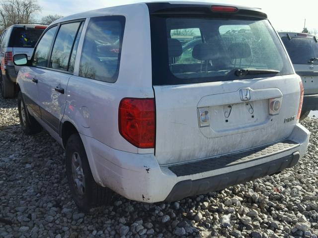 2HKYF18165H549751 - 2005 HONDA PILOT LX WHITE photo 3