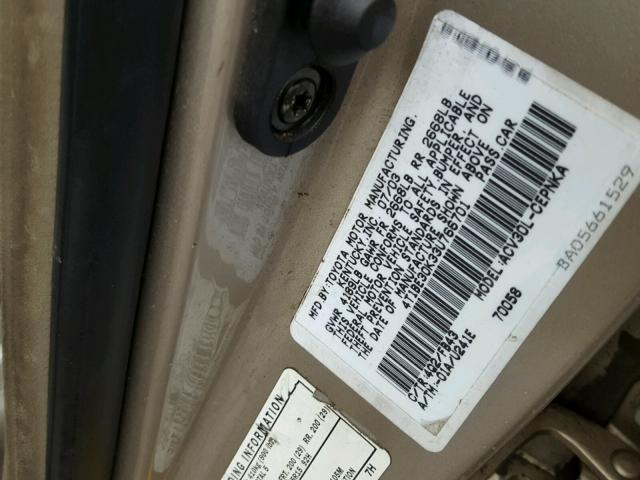 4T1BE30K33U766701 - 2003 TOYOTA CAMRY LE ოქროსფერი ფოტო 10