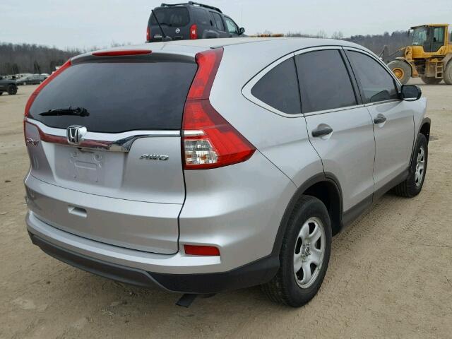 5J6RM4H39FL120690 - 2015 HONDA CR-V LX SILVER photo 4