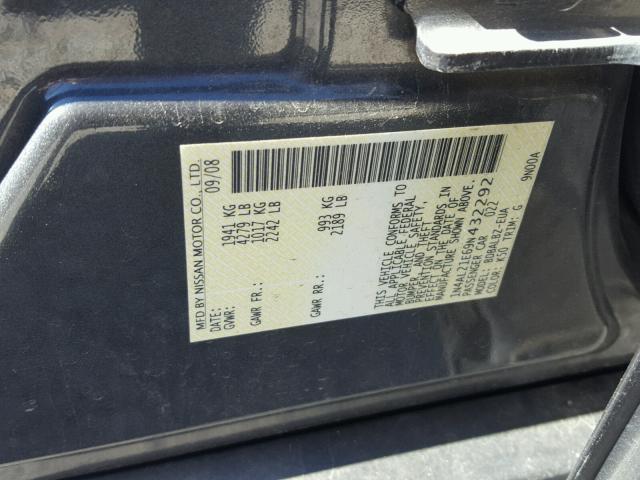 1N4AL21E69N432292 - 2009 NISSAN ALTIMA 2.5 GRAY photo 10