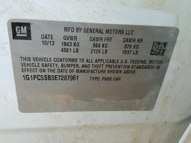 1G1PC5SB3E7207961 - 2014 CHEVROLET CRUZE LT WHITE photo 10