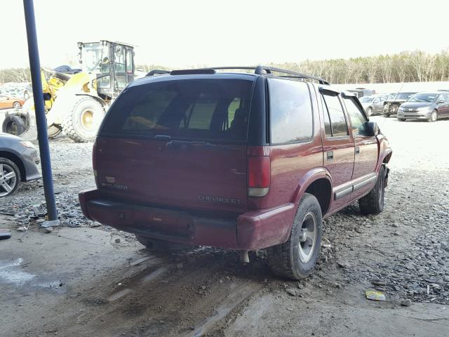 1GNCS13W3YK195984 - 2000 CHEVROLET BLAZER BURGUNDY photo 4