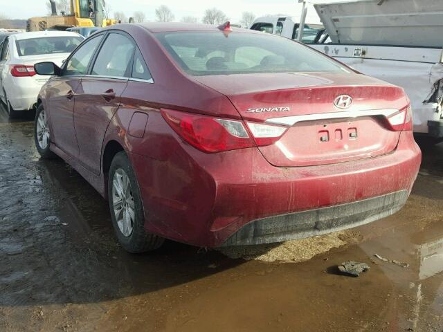 5NPEB4AC6EH835854 - 2014 HYUNDAI SONATA GLS MAROON photo 3