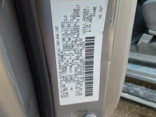 5TBET34144S459271 - 2004 TOYOTA TUNDRA DOU GRAY photo 10