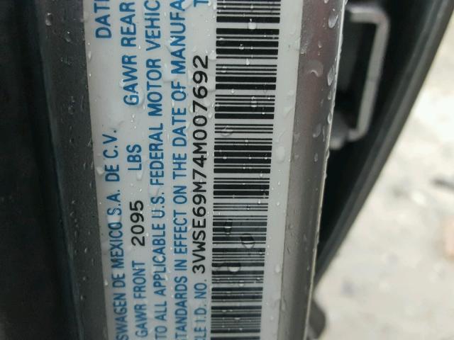 3VWSE69M74M007692 - 2004 VOLKSWAGEN JETTA GLS SILVER photo 10