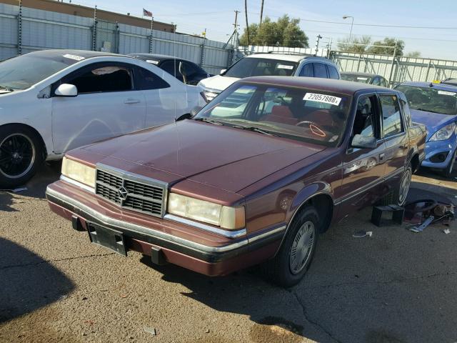 1B3XC46R4MD254071 - 1991 DODGE DYNASTY BURGUNDY photo 2