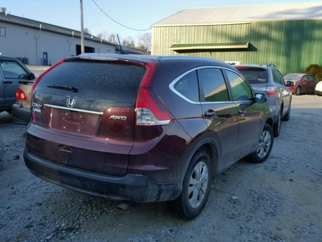 5J6RM4H70DL023653 - 2013 HONDA CR-V EXL MAROON photo 4