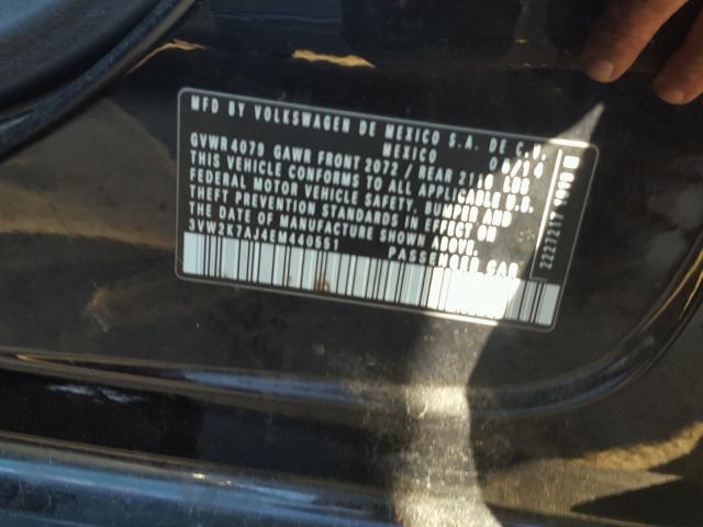 3VW2K7AJ4EM440551 - 2014 VOLKSWAGEN JETTA BASE 黑色 照片 10